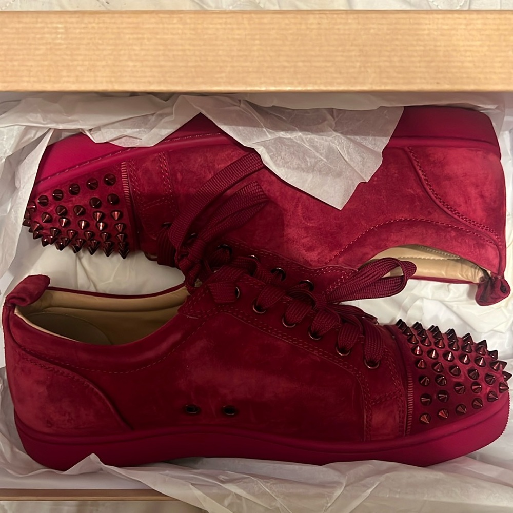 Louis junior spikes flat velvet red